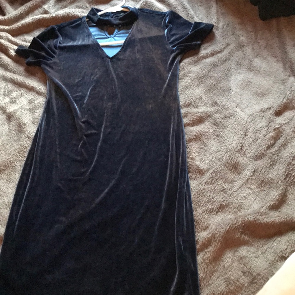 Blue silk dress